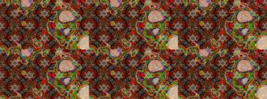 Raster. Kahverengi, kırmızı ve bej renkli güzel çiçekli eskiz deseni, suluboya çiçek deseni, duvar kağıdı, kart veya kumaş için fayanslı.