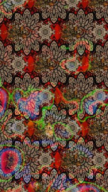 Raster düz çiçek çizim deseni. Hediye ambalaj kağıdı, tebrik kartları, posterler ve pankart tasarımı. Kahverengi renkte çiçekler.