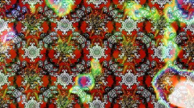 Raster Illustrasyon 'daki Çiçek Deseni' nin son moda çizimi. Gri, kahverengi ve kırmızı renkte çiçekler. Düz Çiçek Elementleri Tasarımı. Renkli Yaz Teması çizim şablonu.