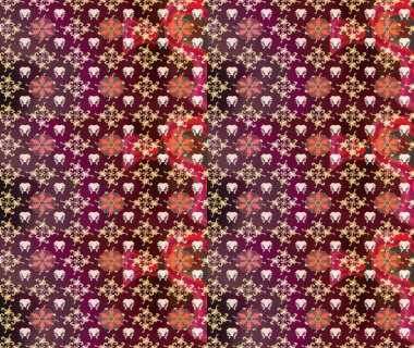 Raster illüstrasyonu. Kahverengi renklerde bahar çiçekleri. Yaprak ve çiçeklerin suluboya resmi, kahverengi renklerdeki çizim deseni.