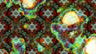 Yeşil, kahverengi ve siyah renklerde. Çiçekli güzel suluboya desen. Raster illüstrasyonu.