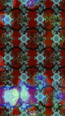 Çiçek desenli eskiz. Gömlek baskısı için çiçek boyası. Kırmızı, mavi ve kahverengi renkte çiçekler.