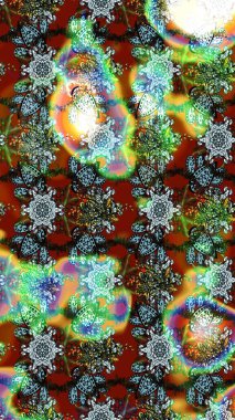 Yeşil, mavi ve nötr renklerde çiçekler. Tatil havası. Bahar mevsimi. Raster güzel bir çiçek deseni çizmiş. Nazik romantik baskı.