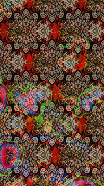 Raster düz çiçek çizim deseni. Hediye ambalaj kağıdı, tebrik kartları, posterler ve pankart tasarımı. Kahverengi renkte çiçekler.