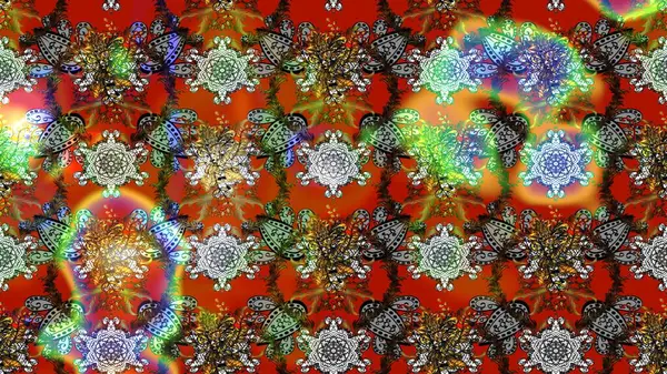 Raster illüstrasyonu. Kahverengi, gri ve kırmızı renklerde. Kahverengi, gri ve kırmızı papatyalar kahverengi, gri ve kırmızı renklerde..