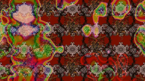 Tropik çiçek desenleri. Raster illüstrasyonu. Kahverengi, kırmızı ve nötr renkte çiçekler.