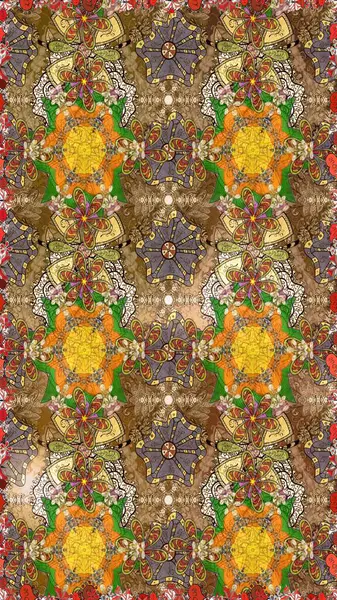 Raster illüstrasyonu. Eski usul. Kumaş, tekstil, duvar kağıdı baskısı için. Tomurcukları papatya çiçekleri olan sevimli bir çiçek deseni. Miles Fleur, süslü püslü bir süs. Taslak arkaplan.