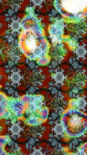 Yeşil, mavi ve nötr renklerde çiçekler. Tatil havası. Bahar mevsimi. Raster güzel bir çiçek deseni çizmiş. Nazik romantik baskı.