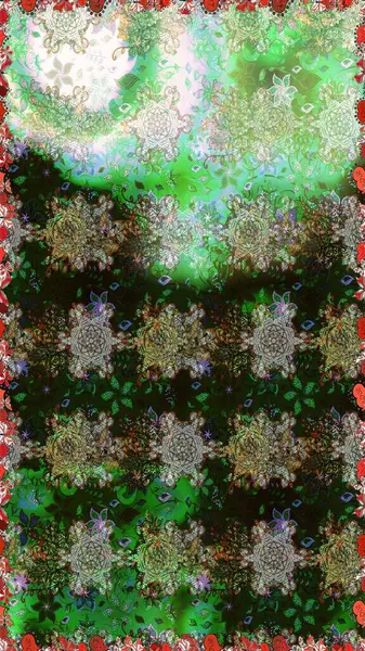 Gri ve yeşil renkli çiçekler. Çiçeksiz desenli arka plan, darbeler, sıçramalar, yaz çiçekleri. Raster illüstrasyonu.