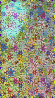 Çiçekler, yapraklar, dekoratif elementler, sıçramalar, lekeler, el çizimleri çizimleri ve Doodle çizimleri, grafik raster çizimleri.