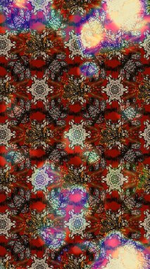 Kahverengi, bej ve kırmızı renklerde. Raster illüstrasyonu. 3D çiçekler, çizim.