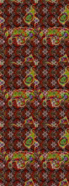 Modern çiçek arkaplanı. Halk tarzı. Moda baskıları için zarif bir şablon. Parlak renkli çiçekleri ve kahverengi, kırmızı ve nötr renklerde yaprakları olan inanılmaz bir çiçek deseni..