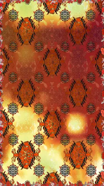 Kahverengi ve turuncu renkli şirin çiçekler. Moda baskısı, albüm, ambalaj kağıdı ve duvar kağıdı için zarif dekoratif süslemeler. Raster illüstrasyonu. Küçük çiçekli basit, pürüzsüz desen..