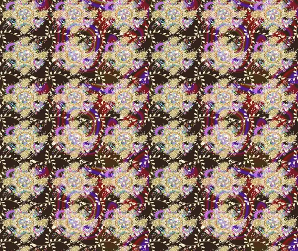 Raster illüstrasyonu. Küçük çiçekli basit bir çiçek çizimi. Moda baskısı, albüm, ambalaj kağıdı ve duvar kağıdı için zarif dekoratif süslemeler. Bej renkli şirin çiçekler..