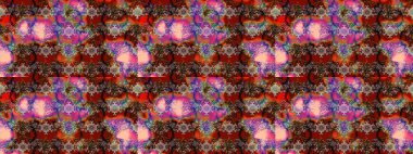 Küçük kahverengi, kırmızı ve pembe çiçeklerle oldukça eski bir besin torbası deseni. Tekstil, kumaş, kapaklar, duvar kağıtları, baskı, paket, koleksiyon defteri, örgü, dekupaj için çiçek arkaplanı..