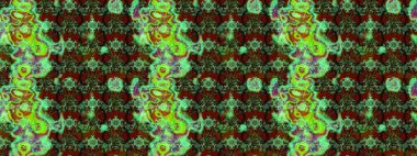 Şatafatlı bahar bahçesi dokusu. Çiçek deseni. Yeşil, kahverengi ve kırmızı renkte çiçek çizimi. Raster illüstrasyonu. Yeşil, kahverengi ve kırmızı renkte çiçekler.