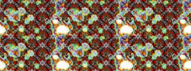 Raster Illustrasyon 'daki Çiçek Deseni' nin son moda çizimi. Güzel kumaş deseni. Düz Çiçek Elementleri Tasarımı. Renkli Yaz Teması çizim şablonu.