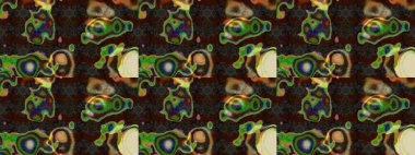 Raster - stok. Kahverengi, gri ve yeşil çiçekli eskiz deseni, suluboya çiçek deseni, şirin çiçek, duvar kağıdı, kart veya kumaş için fayanslı.