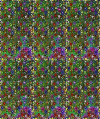 Düz Çiçek Elementleri Tasarımı. Yeşil ve kahverengi renkli çiçekler. Renkli Bahar Temalı Kusursuz Arkaplan. Çiçekle kusursuz desen.