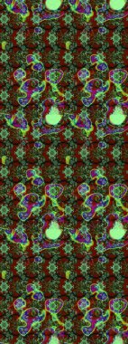 Raster - stok. Yeşil, kırmızı ve kahverengi çiçekli eskiz deseni, suluboya çiçek deseni, şirin çiçek, duvar kağıdı, kart veya kumaş için fayanslı.