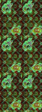 Yeşil, kahverengi ve siyah renkli çiçekler. El çizimi çiçekli soyut çizim kalıbı. Raster illüstrasyonu.