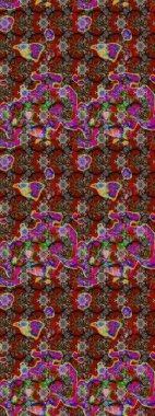 Modern stil dokusu. Çiçek desenli raster, kahverengi, kırmızı ve gri çizgi desenli soyut raster arkaplan.