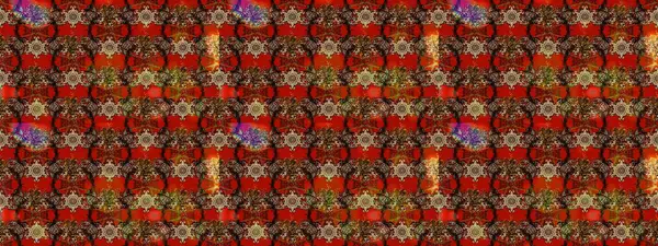 Kahverengi, kırmızı ve bej renklerde. Raster illüstrasyonu. Raster illüstrasyonundaki çiçek desenli çizim. Güzel kumaş deseni.