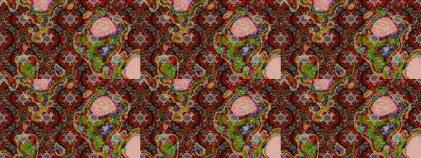 Kahverengi, kırmızı ve nötr küçük çiçekler ve kahverengi, kırmızı ve nötr renklerdeki komik böcekler, raster deseni, illüstrasyon.