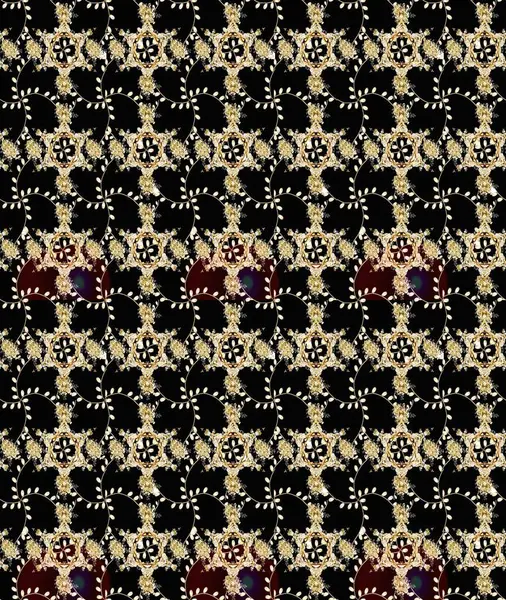 Bir sürü siyah, bej ve kahverengi soyut çiçekli tropik eskiz deseni. Küçük çiçekteki sevimli çiçek deseni. Varicoloblack, bej ve kahverengi raster çizimi.