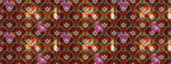 Dallı bahar çiçekleriyle desen, kahverengi, kırmızı ve siyah renkler ve çiçek silueti. Raster deseni.