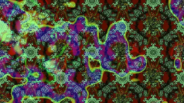 Yeşil, gri ve kahverengi renklerde. Raster illüstrasyonu. Çiçek. Taslak dekoratif arka plan, çiçek mandala.