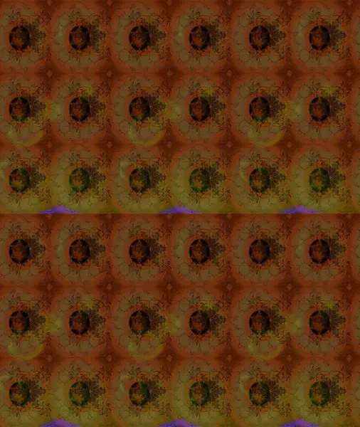 Kahverengi renklere karalama yapan çiçek desenli çizim. Raster illüstrasyonu.