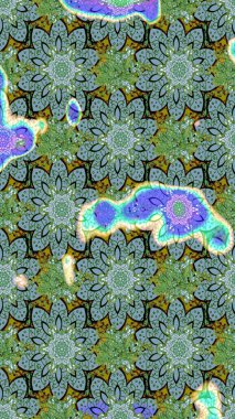 Raster Modaya uygun kumaş deseni. Yeşil renkli şirin çiçek deseni. Renkli Bahar Teması eskiz kalıbı. Düz Çiçek Elementleri Tasarımı.