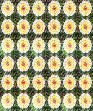 Küçük çiçekteki sevimli çiçek deseni. Bir sürü yeşil ve soyut çiçekli tropik eskiz deseni. Varicologreen Raster çizimi.