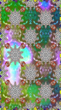 Küçük çiçekli basit, dikişsiz desen. Raster illüstrasyonu. Yeşil renkte şirin çiçekler. Moda baskısı, albüm, ambalaj kağıdı, duvar kağıdı için zarif dekoratif süslemeler..