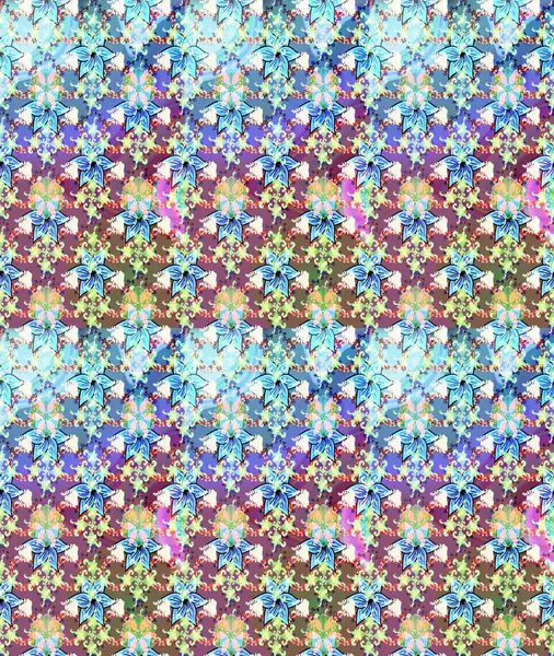 Eskiz arkaplan modeli. Yapraklı çiçekler ve doğal renklerde papatya çiçekleri. Raster - stok.