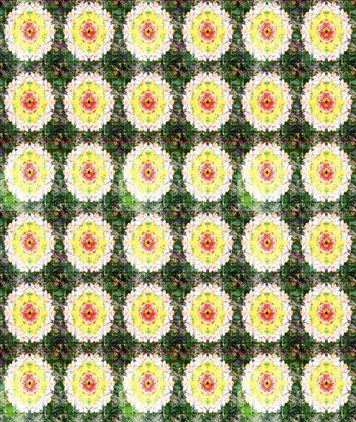 Küçük çiçekteki sevimli çiçek deseni. Bir sürü yeşil ve soyut çiçekli tropik eskiz deseni. Varicologreen Raster çizimi.