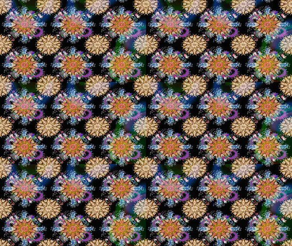 Halk tarzı. Moda baskıları için zarif bir şablon. Modern çiçek arkaplanı. Parlak renkli çiçekleri ve siyah yaprakları olan harika bir çiçek deseni..