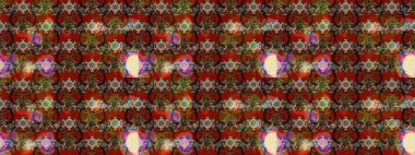 Eskiz geçmişi. Renkli desenli eskiz deseni, kahverengi, kırmızı ve bej çiçekler ve dekoratif elementler. Kumaş, tekstil, duvar kağıdı baskısı için. Raster illüstrasyonu. Antika retro tarzı.