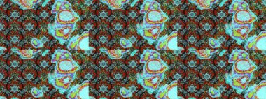 Mavi, kahverengi ve yeşil renkli güzel çiçekli eskiz deseni, suluboya çiçek deseni, duvar kağıdı, kart veya kumaş için fayanslı. Raster..