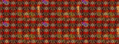 Kahverengi, kırmızı ve bej renklerde. Raster illüstrasyonu. Raster illüstrasyonundaki çiçek desenli çizim. Güzel kumaş deseni.