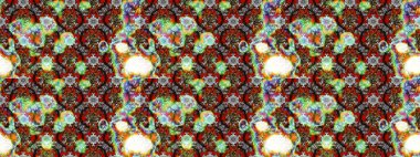 Raster Illustrasyon 'daki Çiçek Deseni' nin son moda çizimi. Güzel kumaş deseni. Düz Çiçek Elementleri Tasarımı. Renkli Yaz Teması çizim şablonu.