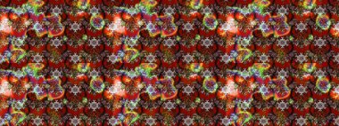 Şatafatlı bahar bahçesi dokusu. Raster illüstrasyonu. Çiçek deseni. Kahverengi, kırmızı ve nötr renklerde çiçekler. Kahverengi, kırmızı ve nötr renkler üzerine çiçek çizimi.