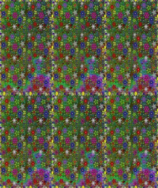 Düz Çiçek Elementleri Tasarımı. Yeşil ve kahverengi renkli çiçekler. Renkli Bahar Temalı Kusursuz Arkaplan. Çiçekle kusursuz desen.