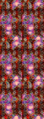 Küçük kahverengi, kırmızı ve pembe çiçeklerle oldukça eski bir besin torbası deseni. Tekstil, kumaş, kapaklar, duvar kağıtları, baskı, paket, koleksiyon defteri, örgü, dekupaj için çiçek arkaplanı..