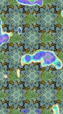 Raster Modaya uygun kumaş deseni. Yeşil renkli şirin çiçek deseni. Renkli Bahar Teması eskiz kalıbı. Düz Çiçek Elementleri Tasarımı.