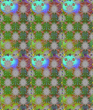 Yaprak ve çiçeklerin suluboya resimleri, yeşil ve gri renklerde kusursuz desenler. Yeşil ve gri renklerde bahar çiçekleri. Raster illüstrasyonu.