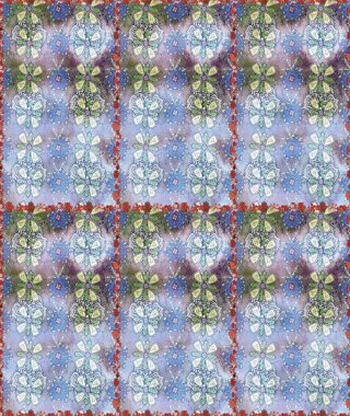 Çiçeksel fantezi tasarımı, parlak bir arka planda, kusursuz bir desen. Renkli Bahar Temalı Kusursuz Arkaplan. Düz Çiçek Elementleri Tasarımı.