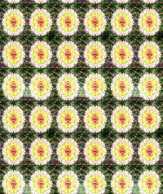 Hediye ambalaj kağıdı, tebrik kartları, posterler ve pankart tasarımı. Raster düz çiçek çizim deseni. Yeşil ve sarı renkte çiçekler.