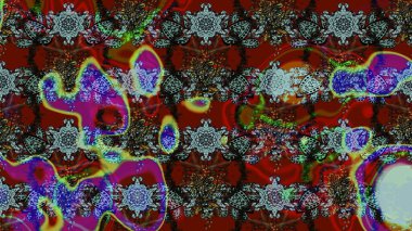 Düz Çiçek Elementleri Tasarımı. Raster illüstrasyonundaki çiçek desenli çizim. Çiçekler kırmızı, kahverengi ve gri renklerde. Renkli Bahar Teması çizim şablonu.